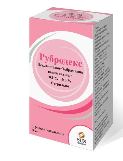 Рубродекс, 0.1 % + 0.3 %, капли глазные, 5 мл, 1 шт. фото