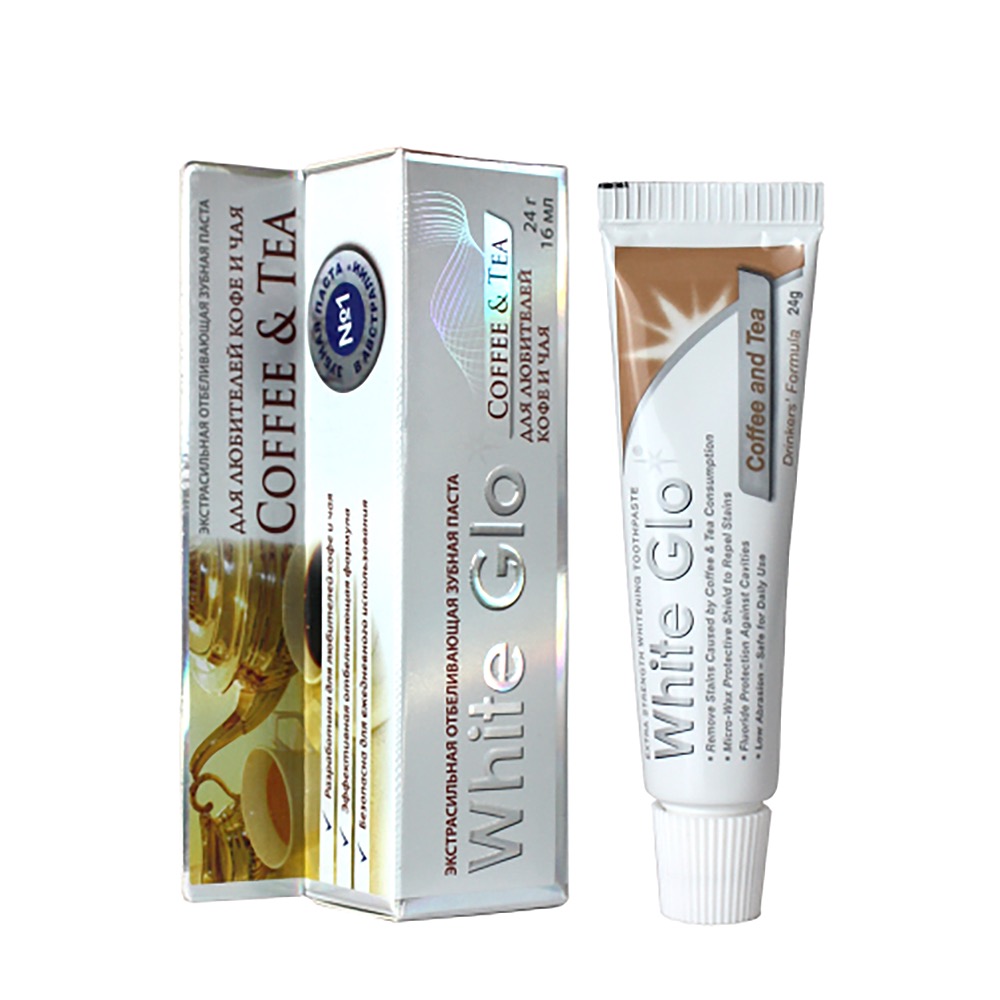 White Glo Зубная паста отбеливающая для любителей кофе и чая, паста зубная, 24 г, 1 шт. фото
