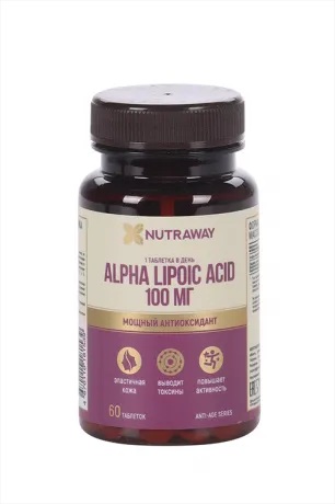 Nutraway Альфа-липоевая кислота антиоксидант anti-age, 100 мг, таблетки, 60 шт. фото