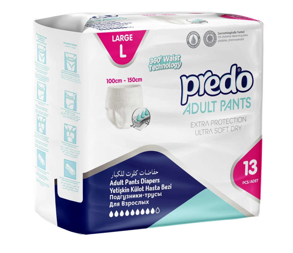 Predo Adult Подгузники-трусы для взрослых, L, 13 шт, 100-150 см фото