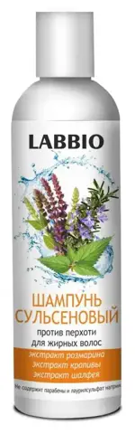 Labbio Шампунь сульсеновый против перхоти, шампунь, 250 мл, 1 шт, для жирных волос фото