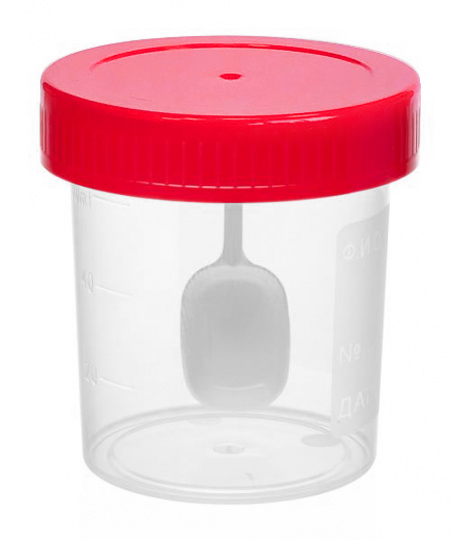Контейнер для биоматериалов, 60 мл, 1 шт, стерильный с лопаткой фото