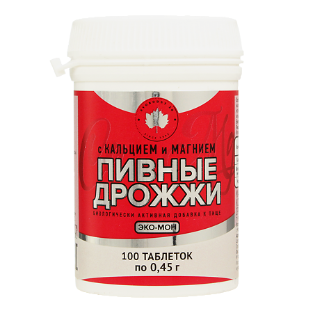 Дрожжи пивные Эко-мон с кальцием и магнием, 450 мг, таблетки, 100 шт. фото