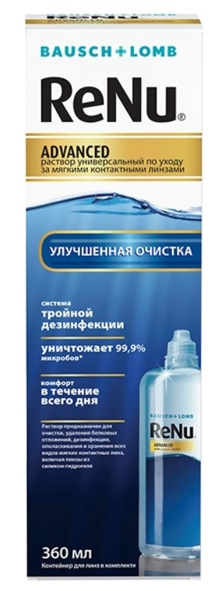 ReNu Advanced, раствор для обработки и хранения мягких контактных линз, 360 мл, 1 шт. фото