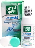 Опти-Фри Рure Moist Раствор, раствор для обработки и хранения контактных линз, 120 мл, 1 шт, в комплекте с контейнером для хранения линз фото