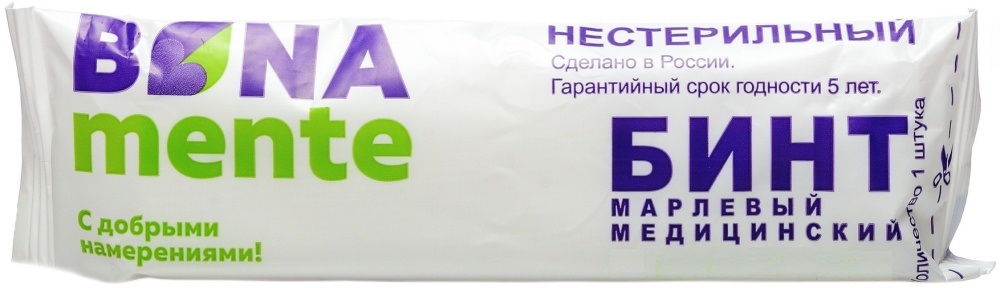 Bona Mente! Бинт медицинский марлевый, 10 м х 16 см, 1 шт, нестерильно фото