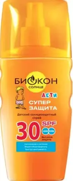 Биокон Солнце Детский спрей  для безопасного загара, спрей, 160 мл, 1 шт, SPF 30 фото