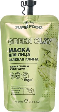 Cafe mimi Super Food Маска для лица, маска, 10 мл, 1 шт, зеленая глина фото