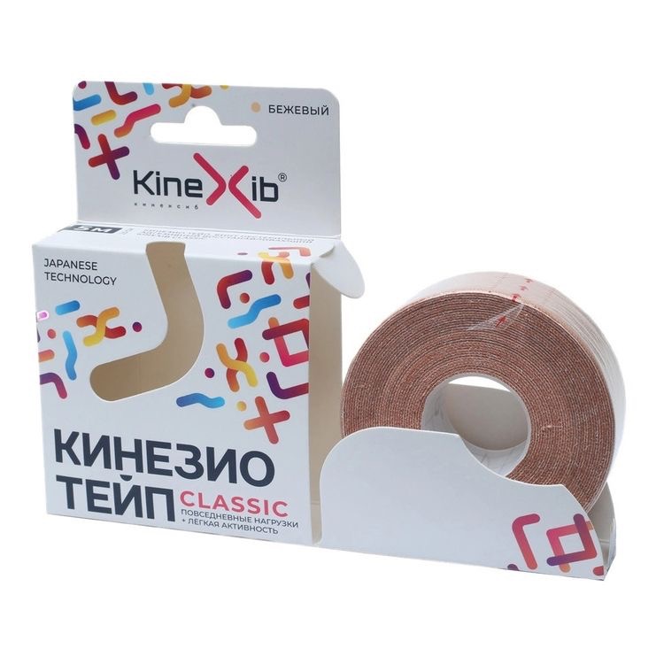 Kinexib Classic кинезио тейп, 2.5 см x 5 м, кинезио тейп, 1 шт, бежевый фото