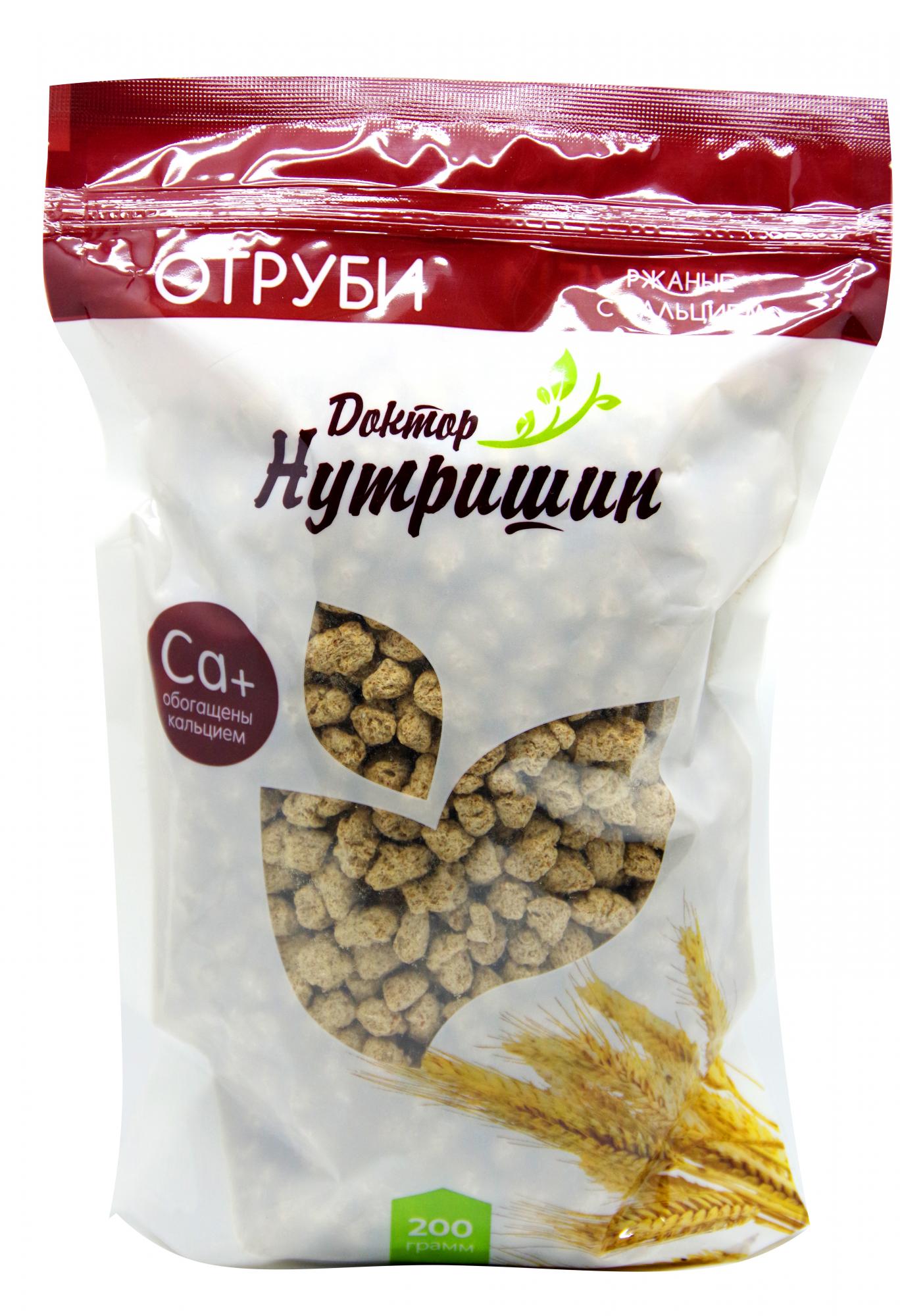 Доктор Нутришин Отруби ржаные кальций, 200г, 1 шт. фото