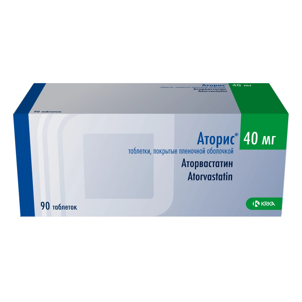 Аторис, 40 мг, таблетки, покрытые пленочной оболочкой, 90 шт. фото