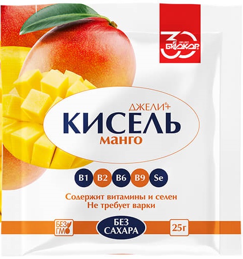 Джели плюс Кисель без сахара, кисель, 25 г, 1 шт, манго фото