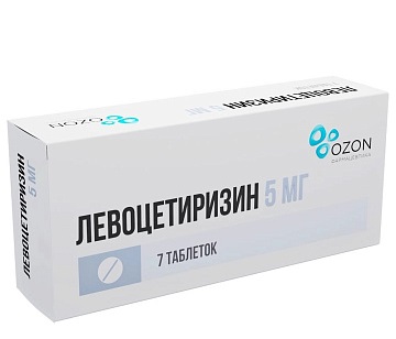 Левоцетиризин, 5 мг, таблетки, покрытые пленочной оболочкой, 7 шт. фото