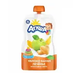 Агуша детское пюре, пюре, 90 г, 1 шт, яблоко + банан + печенье фото