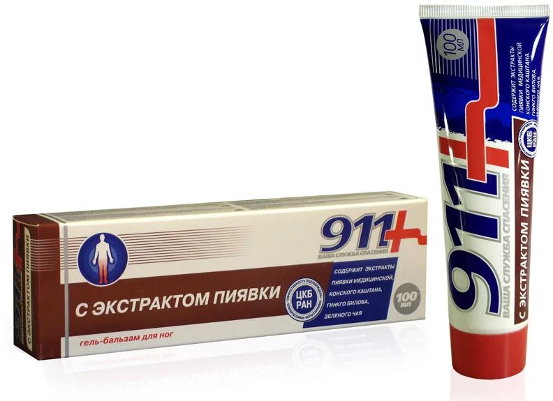 911 Ваша служба спасения с экстрактом Пиявки, гель-бальзам, 100 мл, 1 шт. фото