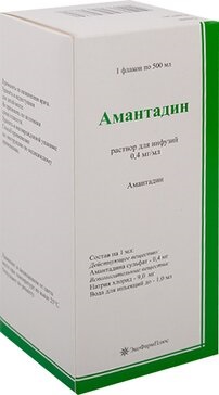 Амантадин, 0.4 мг/мл, раствор для инфузий, 500 мл, 1 шт. фото
