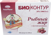 Биоконтур Рыбный жир с маслом шиповника, 330 мг, капсулы, 100 шт. фото
