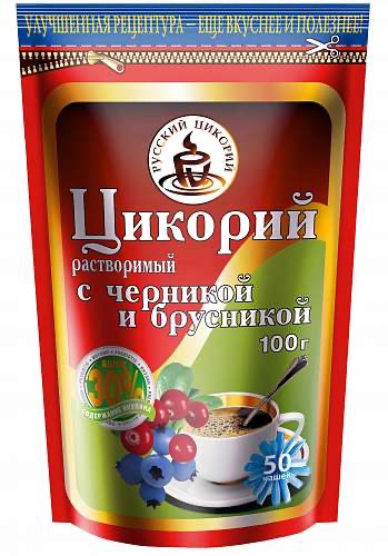 Русский Цикорий растворимый, порошок растворимый, 100 г, 1 шт, с черникой и брусникой фото