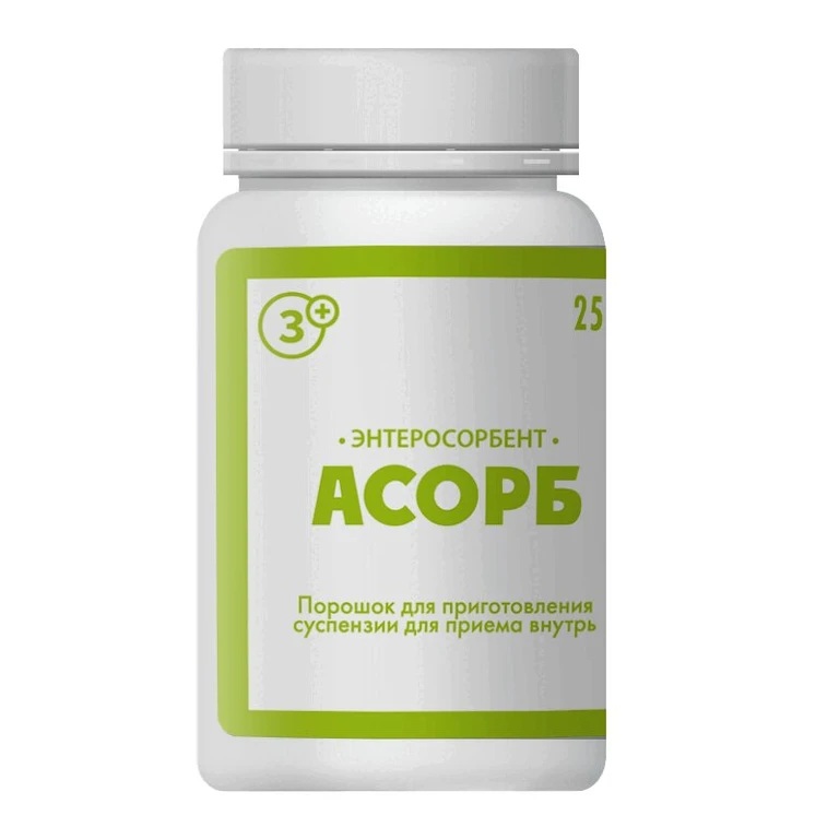 Асорб 3+ Кремния Диоксид, порошок для приготовления суспензии для приема внутрь, 25 г, 1 шт. фото