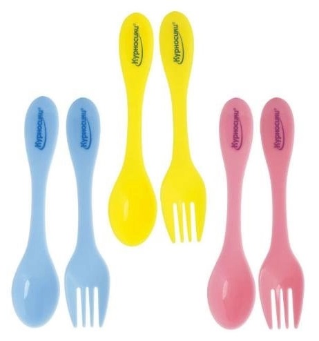 Курносики ложка и вилка, набор, 1 шт, цвет в ассортименте, арт. 17435 фото