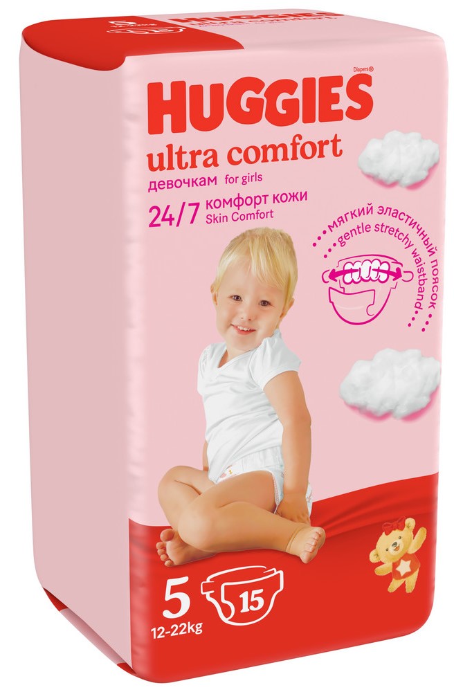 Huggies Ultra Comfort Подгузники детские, р. 5, 15 шт, 12-22 кг, для девочек фото