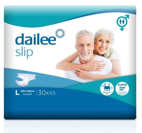 Dailee Slip Super Подгузники для взрослых, Large L (3), 30 шт, тяжелая степень недержания фото