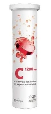 Витатека Витамин С, 1200 мг, таблетки шипучие, 20 шт, апельсин фото