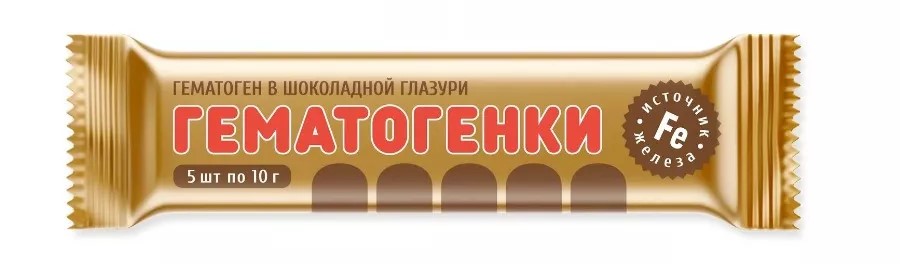 Гематогенки в шоколадной глазури, плитка, 10 г, 5 шт. фото