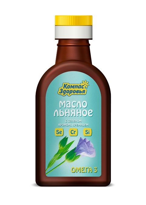 Компас здоровья Масло льняное с селеном, хромом, кремнием, масло для внутреннего применения, 200 мл, 1 шт. фото
