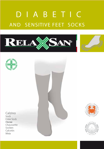 Relaxsan Diabetic Socks носки для диабетиков с крабовой нитью, р. 5, пара, 1 шт, без компрессии, черного цвета фото