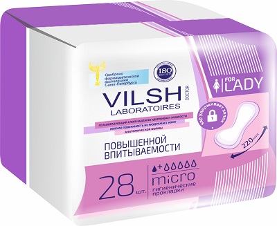 Dr.Vilsh микро прокладки повышенной впитываемости женские урологические, прокладки гигиенические, 28 шт. фото