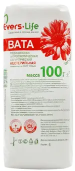 Evers Life Вата хирургическая нестерильная, 100 г, 1 шт, зиг-заг фото