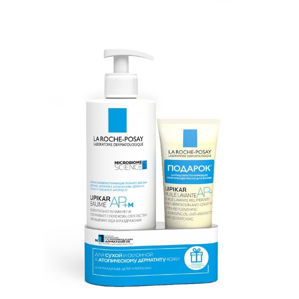 La Roche-Posay Lipikar AP+M бальзам тройного действия 400 мл +  масло для ванны и душа 100 мл, набор, 1 шт. фото