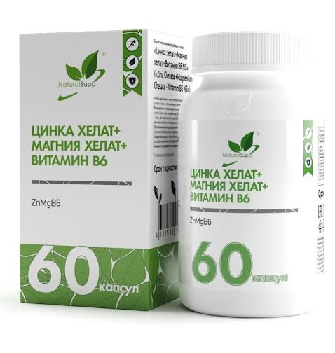 Naturalsupp Цинка хелат + Магния хелат + Витамин В6, капсулы, 60 шт. фото