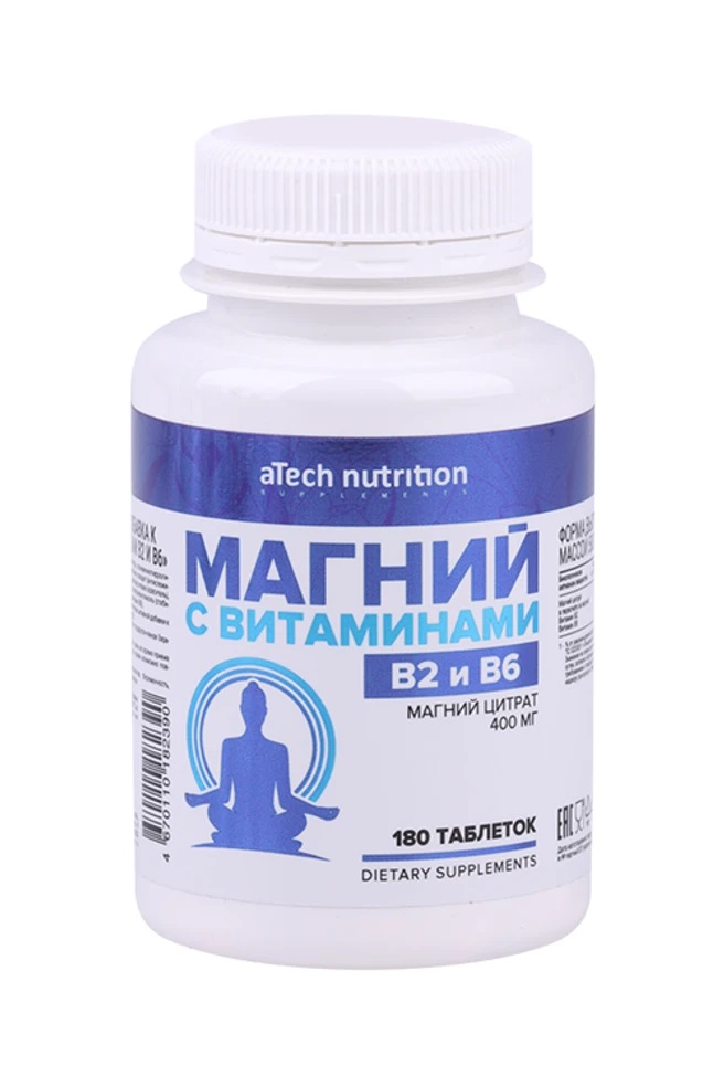 Atech nutrition Магний с витаминами B2 и B6, таблетки, 180 шт. фото