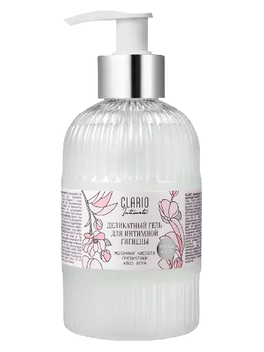 Clario гель для интимной гигиены с молочной кислотой и пребиотиками деликатный, гель для интимной гигиены, 295 мл, 1 шт. фото