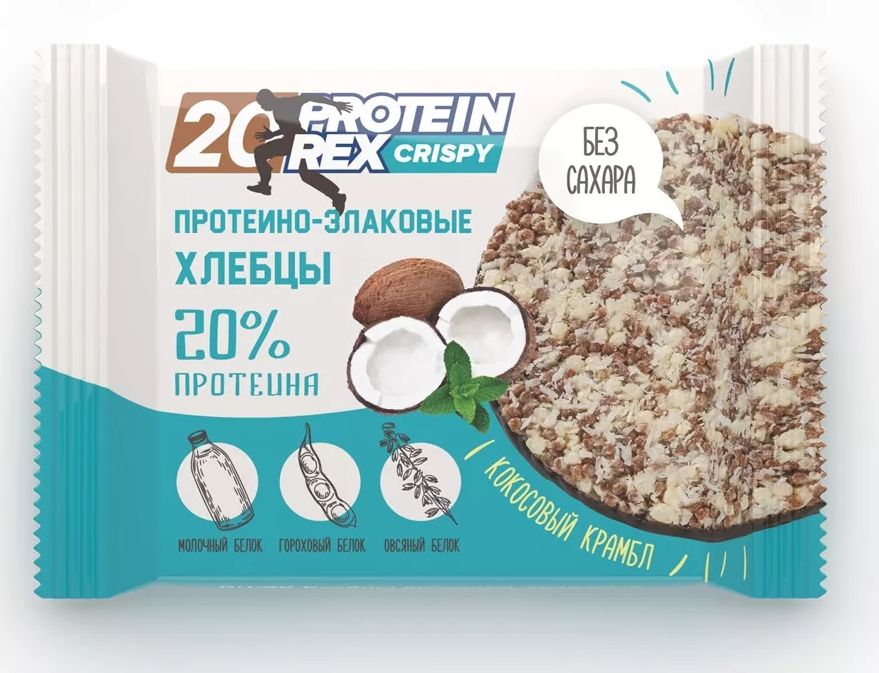 ProteinRex Хлебцы протеино-злаковые, 55 г, 1 шт, кокосовый крамбл фото