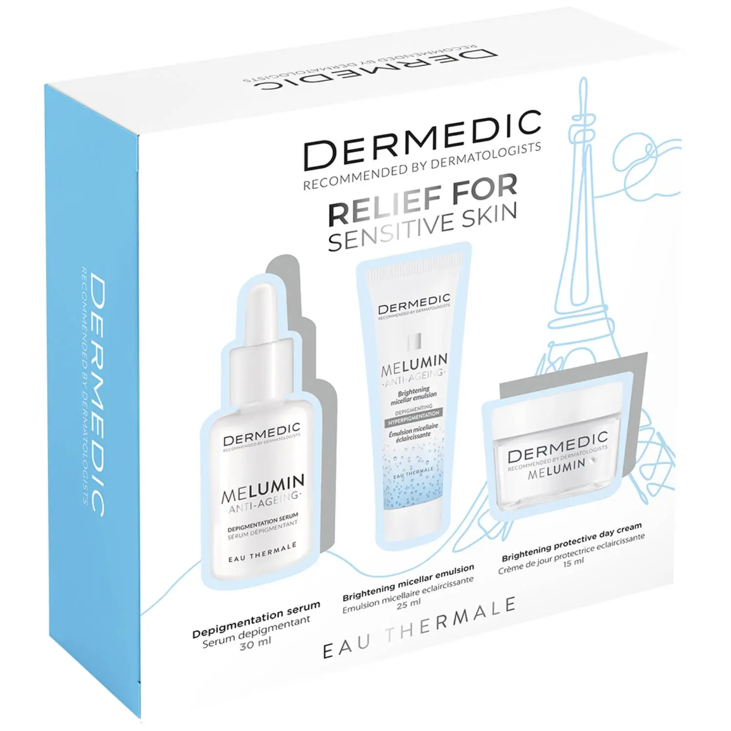 Дермедик Melumin Сыворотка 30 мл + эмульсия 25 мл + крем 15 мл, набор, 1 шт. фото