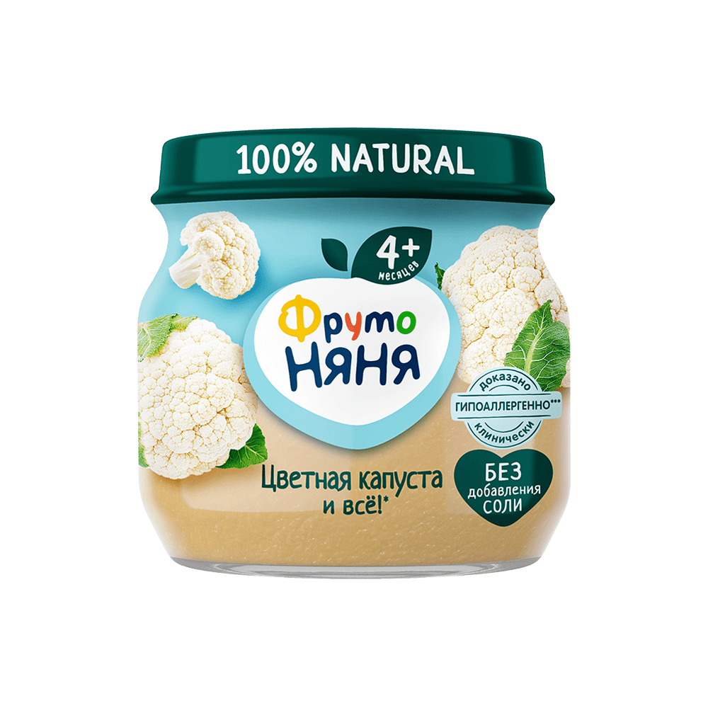Фрутоняня детское пюре, пюре, 80 г, 1 шт, цветная капуста фото