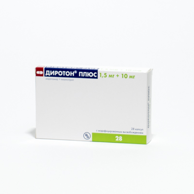 Диротон Плюс, 1.5 мг + 10 мг, капсулы с модифицированным высвобождением, 28 шт. фото