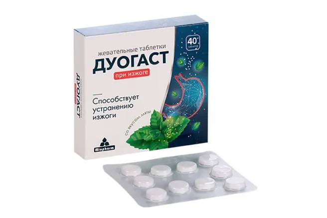 Дуогаст, таблетки жевательные, 40 шт, мята фото