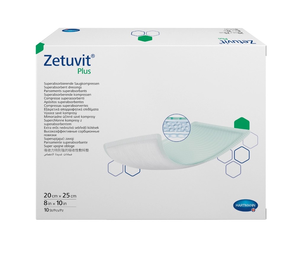 Zetuvit Plus Повязка суперабсорбирующая стерильная, 20 см x 25 см, повязка стерильная, 10 шт. фото