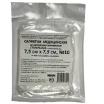 Салфетки медицинские из нетканого материала стерильные, 7.5см х 7.5см, 10 шт, 4 сложения фото