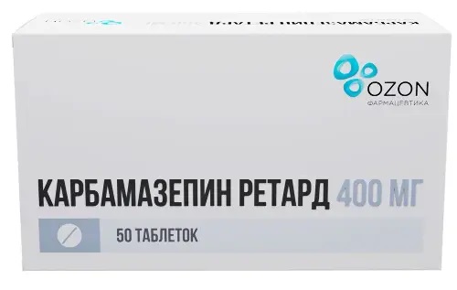 Карбамазепин ретард, 400 мг, таблетки с пролонгированным высвобождением, 50 шт. фото