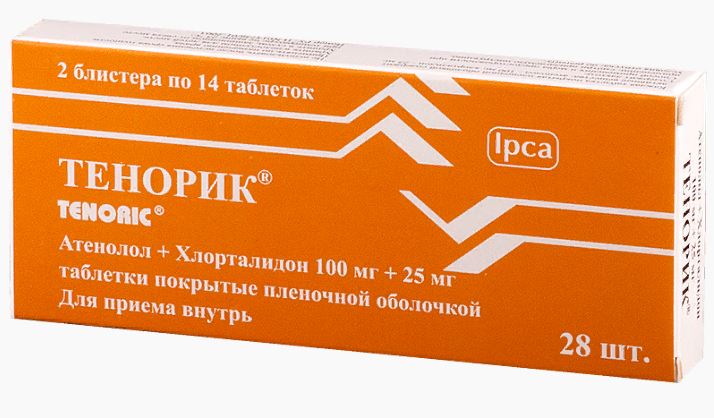 Тенорик, 100 мг+25 мг, таблетки, покрытые пленочной оболочкой, 28 шт. фото