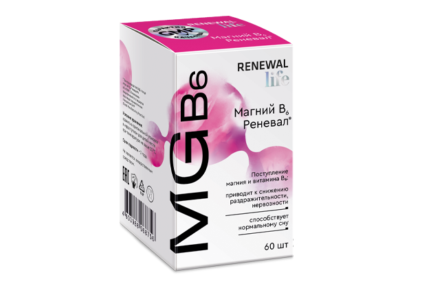 Магний B6 Реневал Лайф, таблетки, покрытые пленочной оболочкой, 60 шт. фото