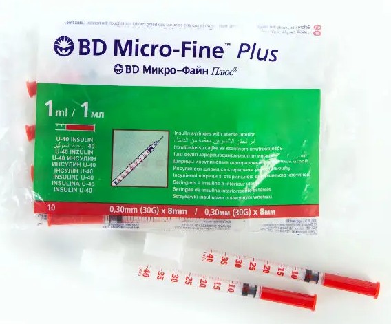 BD Micro-Fine Plus Шприц инсулиновый U-40 с несъемной иглой, 1 мл, шприц в комплекте с иглой, 10 шт, 30G (0.30x8 мм) фото