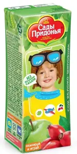 Сады Придонья Сок, 0.2 л, 1 шт, яблоко + шиповник, для детей с 6 месяцев, без сахара фото