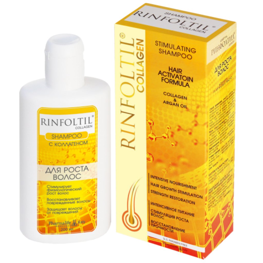 Ринфолтил Шампунь с коллагеном для роста волос, шампунь, 200 мл, 1 шт, с коллагеном фото