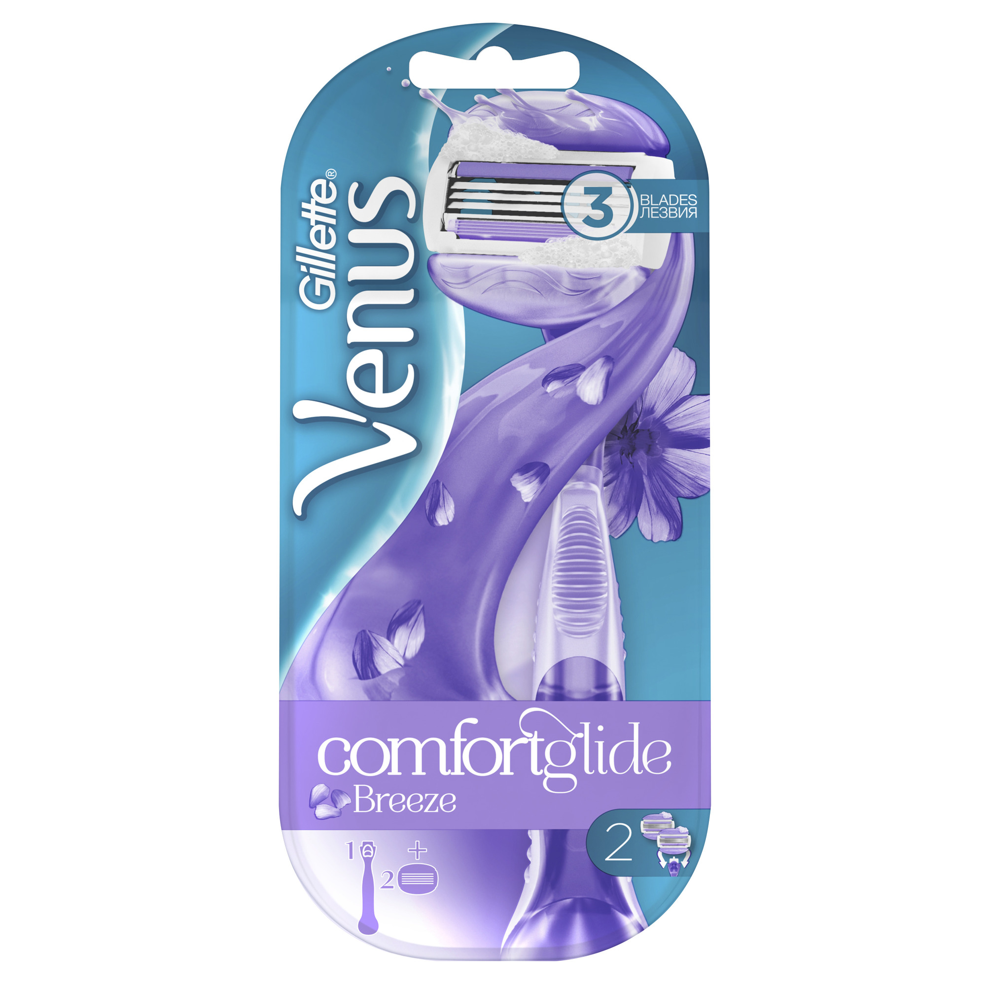 Gillette Venus Breeze, 1 шт, с 2 сменными кассетами фото